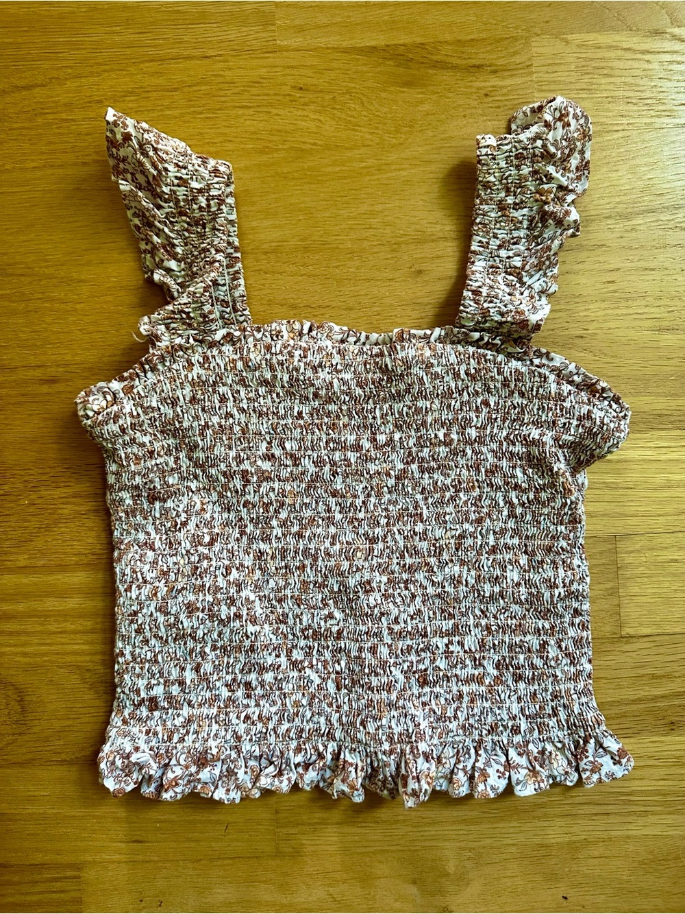 Cat & Jack Girls smocked  Rust and White Smocked Ruffle Strap Tank Sz s
